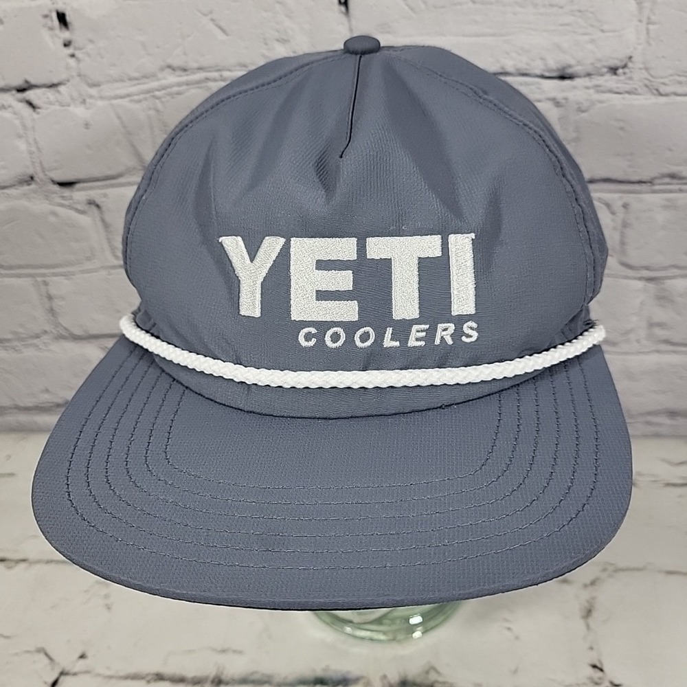 Yeti Coolers Snapback Hat Mens Gray Rope Trucker Cap Brand Advertising